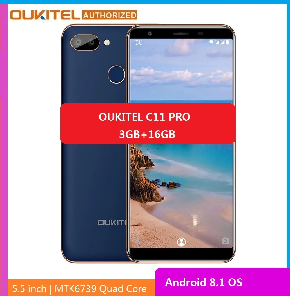 Смартфон OUKITEL C11 Pro 4G экран 5 дюйма 18:9 на базе Android 8.1 четырёхъядерный сотовые