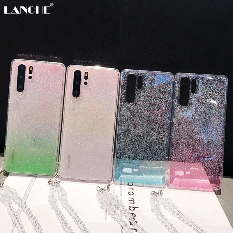 

LANCHE Luxury Colorful Gradient Bling Shiny Phone Cases For Huawei P30 P20 Mate 20 Pro Case Soft Silicone TPU Phone Cover Coques
