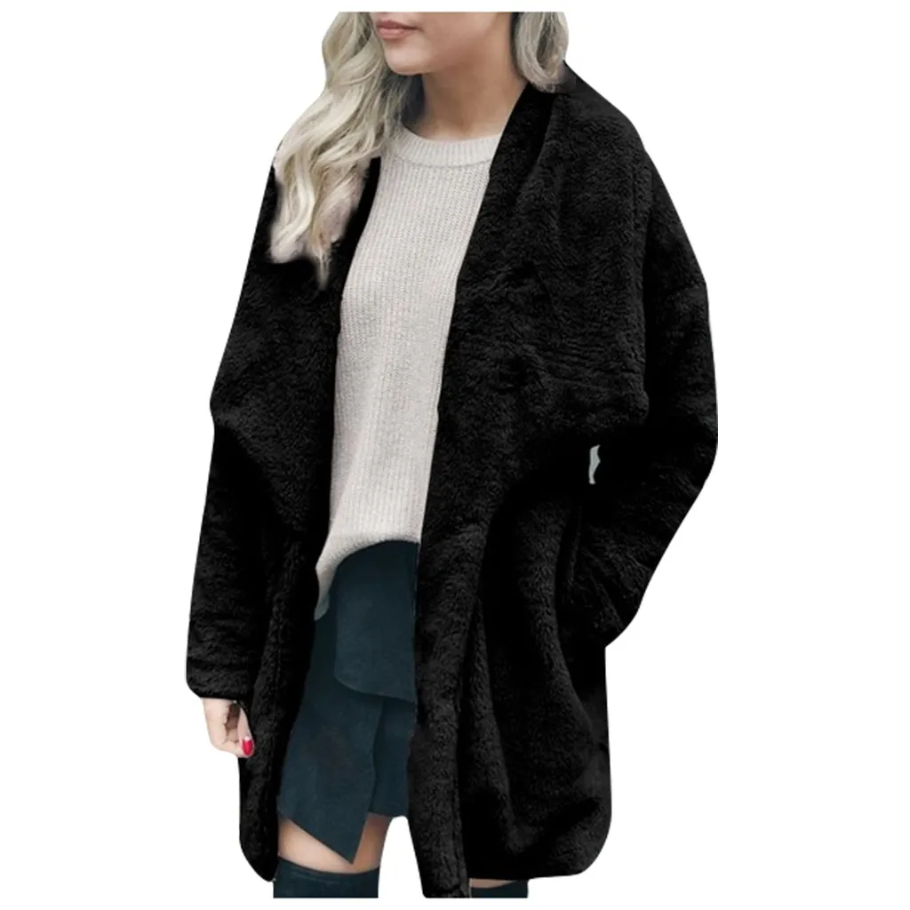 Зимнее пальто Тедди женские шубы из искусственного меха Тедди куртка Медвежонок Толстая Теплая Флисовая Куртка пушистые куртки плюс размер пальто# J30 - Цвет: Black