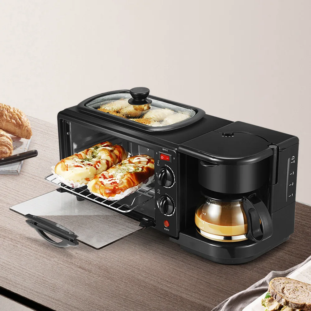 Multifunctional breakfast machine full automatic baking machine Drip Coffee Maker Household Bread Pizza Frying Pan Toaster