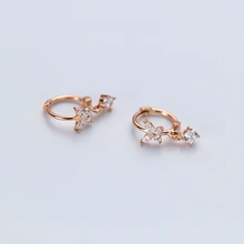 Настоящее серебро 925 пробы, чистый кубический цирконий, модные серьги-гвоздики с бабочкой из розового золота для женщин, серьги для пирсинга, ювелирные изделия