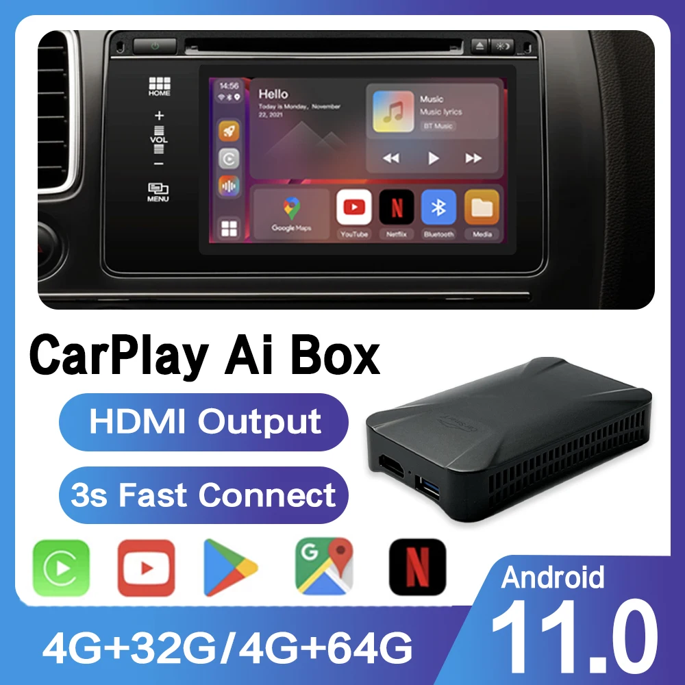 Автомобильный мультимедийный плеер Carplay Android 11 0 4 + 64 ГБ HD выход | Автомобили и