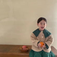 

Girls Sweater Baby's Coat Outwear 2021 Vintage Thicken Warm Winter Autumn Knitting Cardigan Jacket Formal School Children's Clot