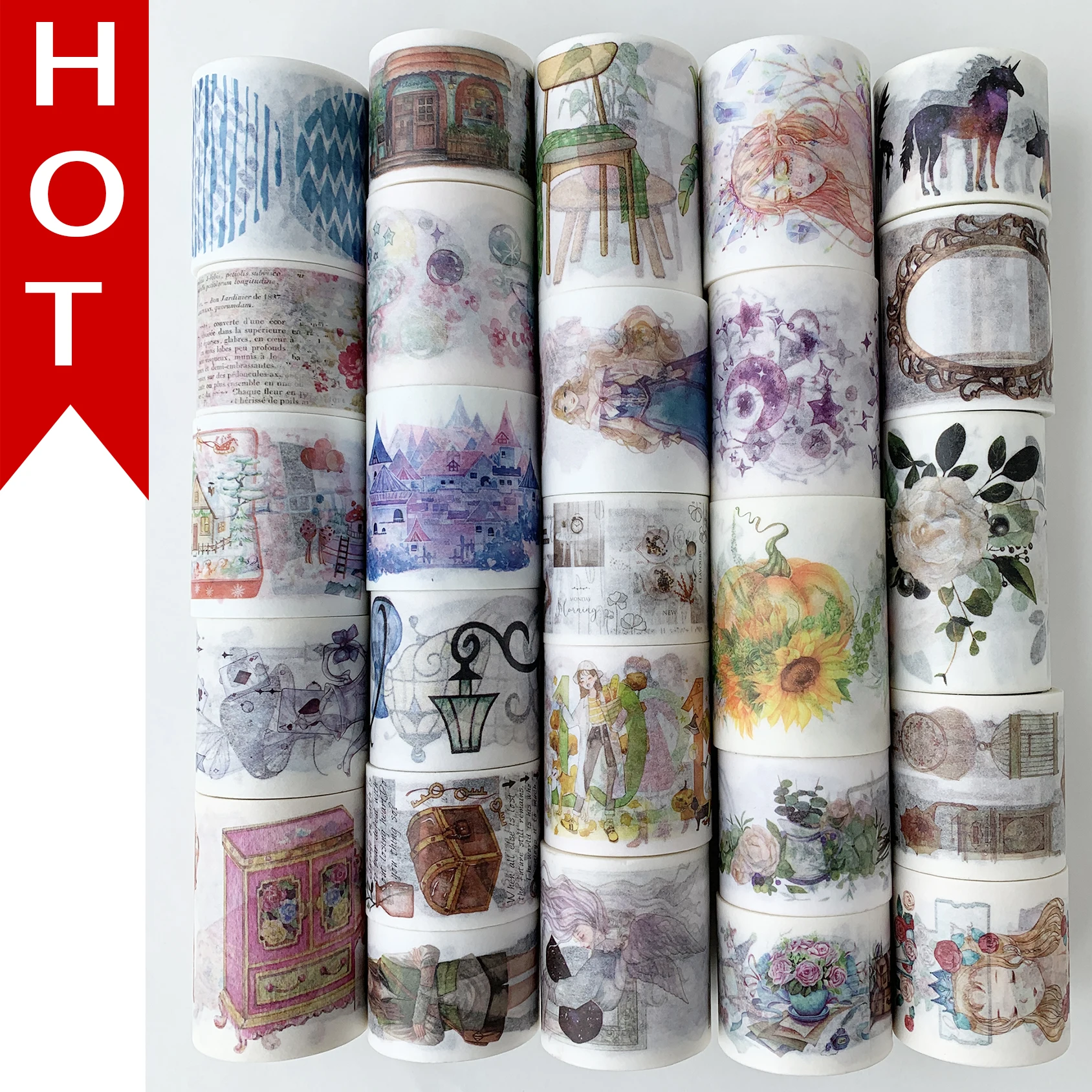 Cinta washi para manualidades DIY, regalo diario de recortes, muchos cupón y diseño de flores, gran oferta, 30080, Envío Gratis