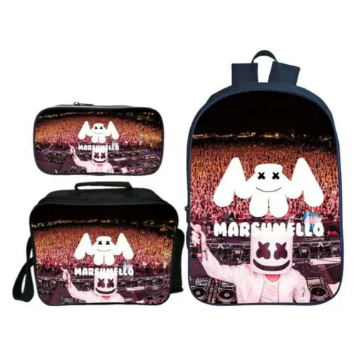 Style 3 Комплект из 3 предметов: рюкзак Marshmello DJ для школы+ сумка для книг, сумка для ланча, сумка-тоут+ пенал, сумка для школьников, сумка для ноутбука - Цвет: Style 3