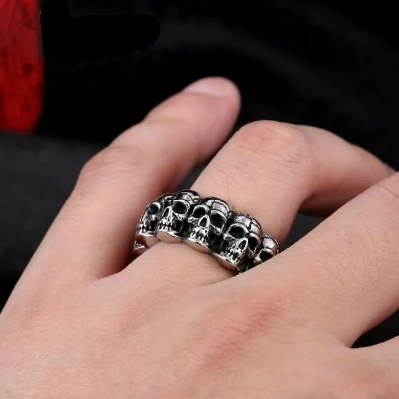 

Classic Men Stainless Steel Ring fashion Male Punk Skull Ring Vintage Domineering Jewelry For Boy Best Gift