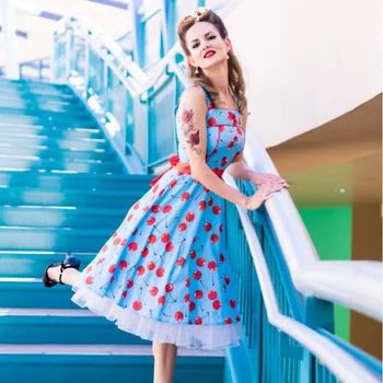 Strawberry Printed Vintage Summer Dresses Women Swing Robe Party Dress 2026 New Casual Vestidos Sexy Strapless A-Line Sundresses 1