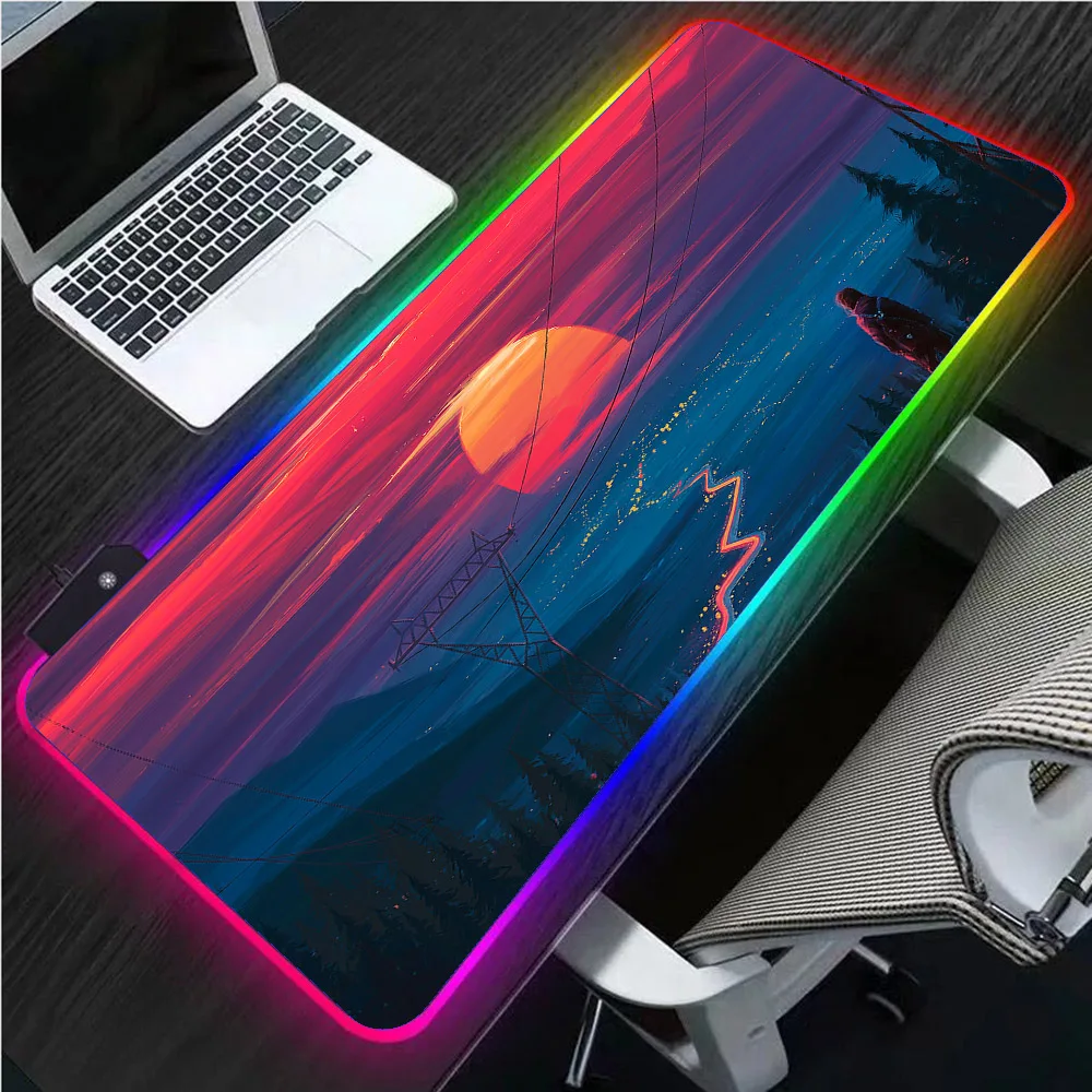 Anime Sunrise Landscape Led Usb Gamer Accessories Computer Mat Notebook ...