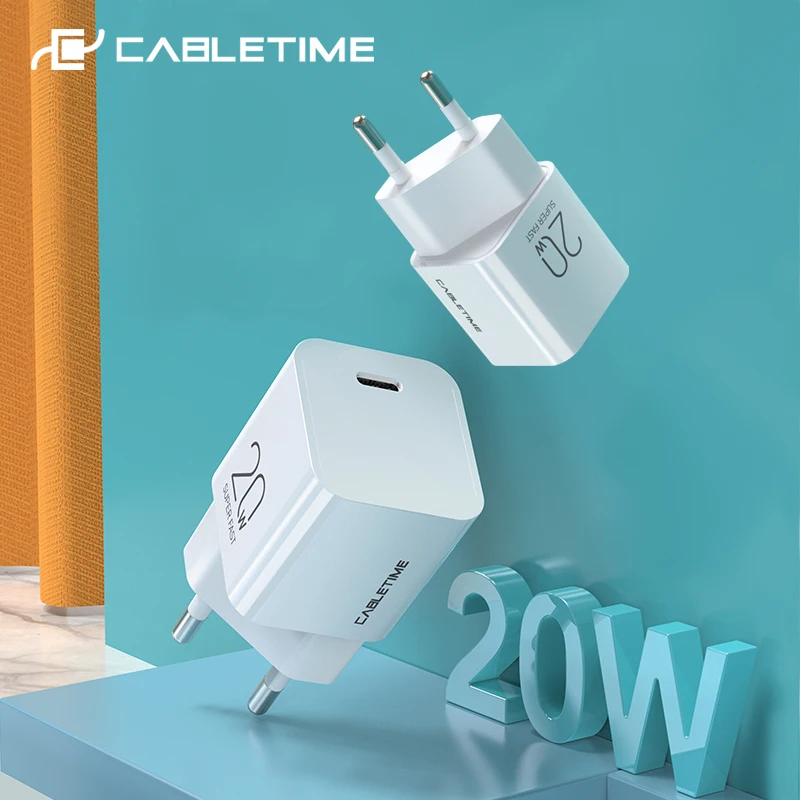 CABLETIME PD 20W Charger USB C Mini Fast Charging for iPhone 12 iPad pro Xiaomi Nintendo