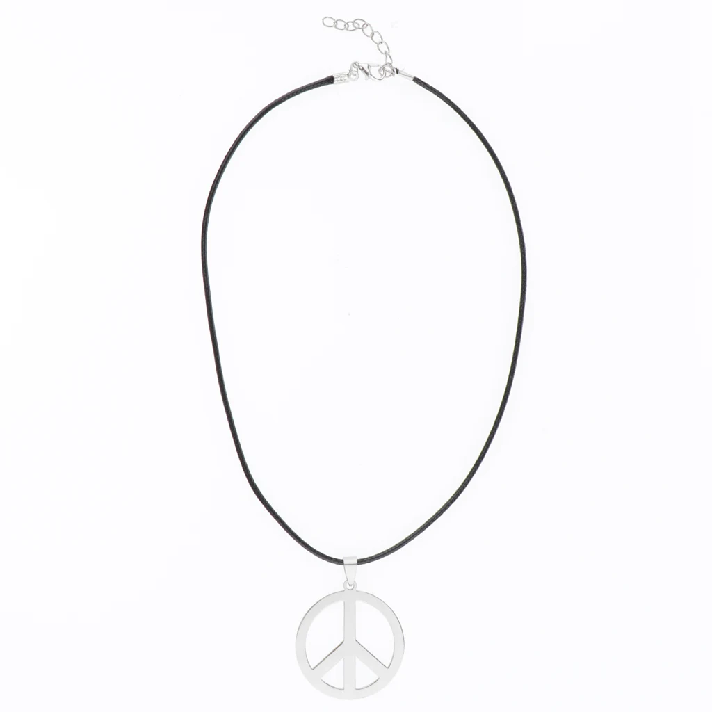 Peace Sign Necklace Earring Hippie Sun Glasses Hippie Costume Accessories Colorful Large Round Earring Necklace and Sunglasses
