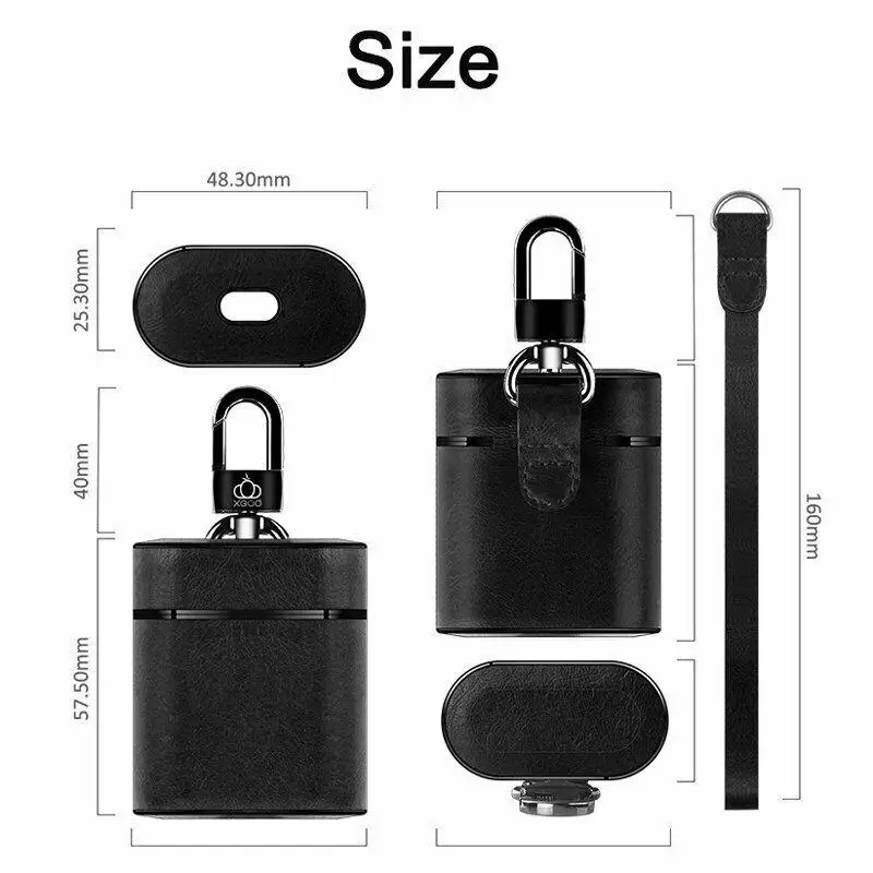 Роскошный кожаный чехол, защитный чехол с ремешком для Apple Airpods, зарядный чехол