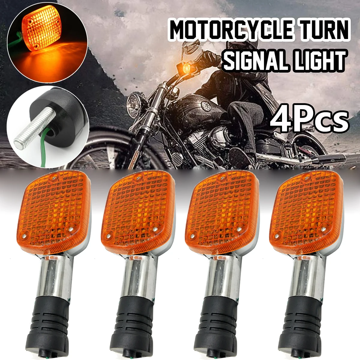 

4x Motorcycle Amber Turn Signal Lights Lamp Durable For Honda Rebel Shadow Magna
