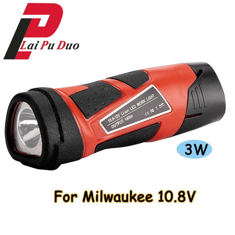 

3W 10.8V-12V Handheld LED Light (NO Battery,NO Charger) Lithium Rechargeable Lamps Flashlight For Milwaukee