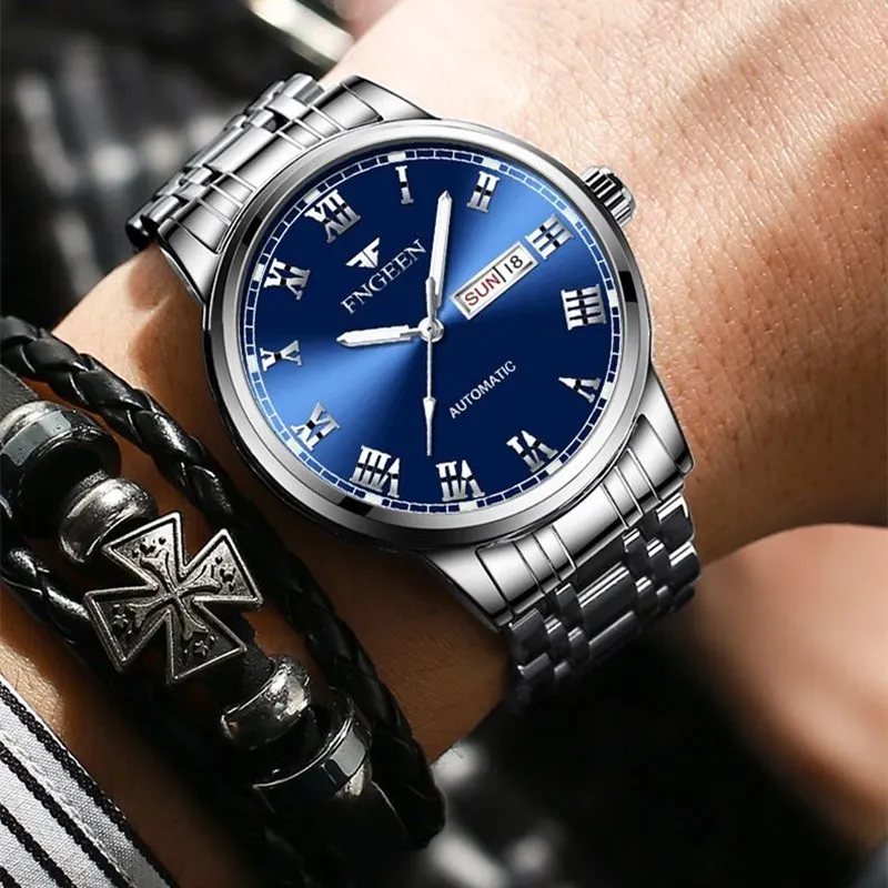 

Men's Watch Luxury Brand FNGEEN Wrist Watches for Men Clock Date Week Display Luminous Quartz Watch Male Clock Relogio Masculino