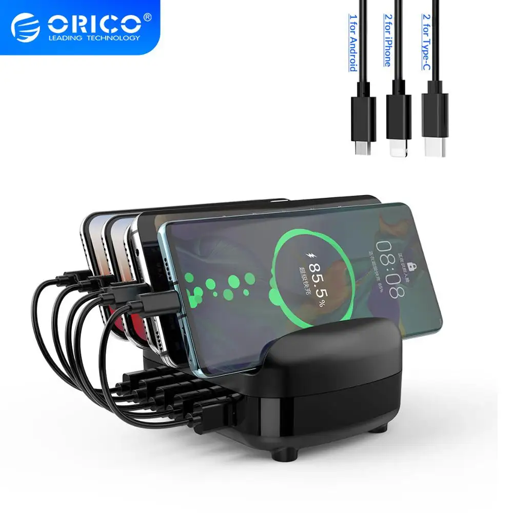 US $23.99 ORICO USB Charger Station Dock With Holder 40W 5V24A5 USB Charging Free USB Cable For Iphone Ipad PC Kindle Tablet