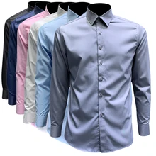 Chemise à manches longues pour homme, tenue décontractée, couleur unie, à revers, pour le bureau, tous les jours