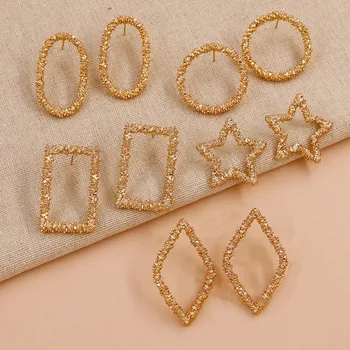 

Fashion Statement Earrings for Women 2020 Big Geometric Round Star Rectangle Rhombus Different Shapes Earrings Party Jewelry