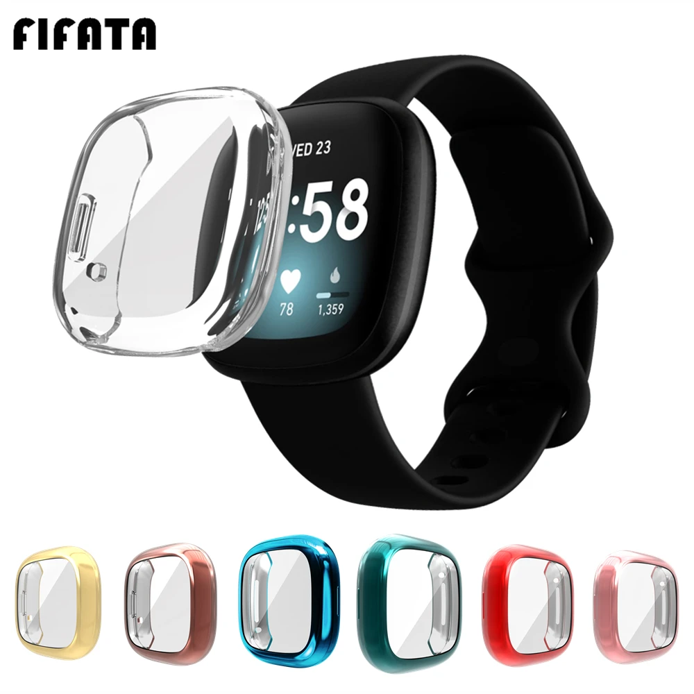 FIFATA ТПУ полная защитная крышка для экрана чехол для Fitbit Versa 3/чувство Смарт-часы бампер оболочки чехол s Для Fitbit Versa3/чувство