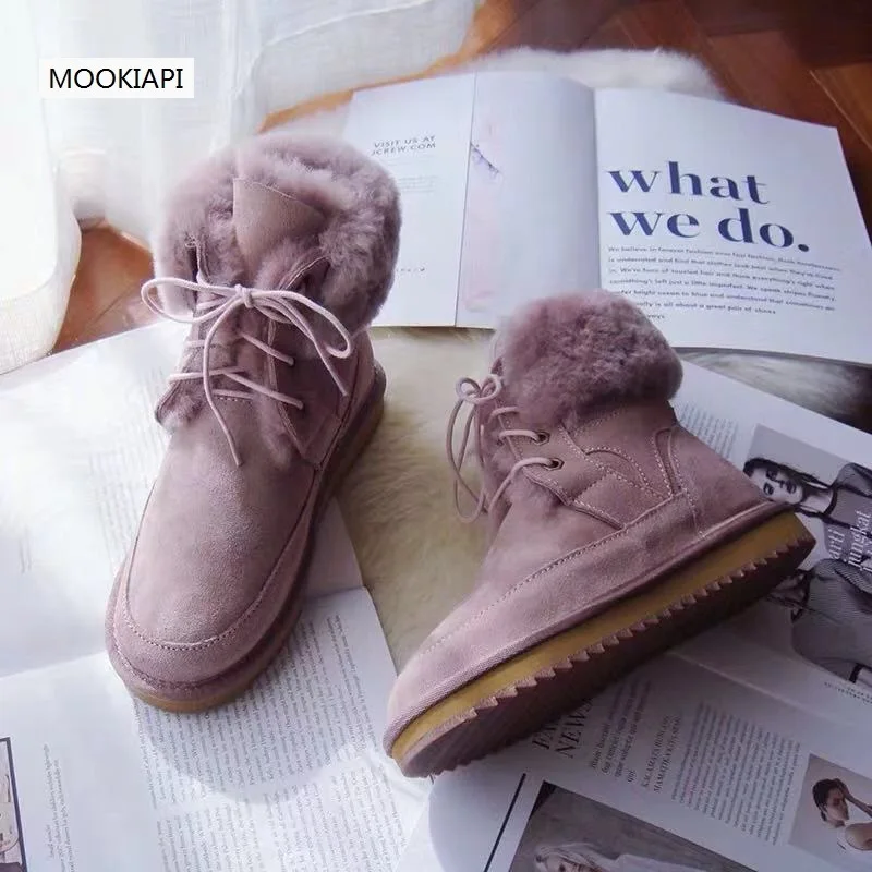 

In 2019, Europe's latest sheepskin and fur women's snow boots, pure wool women's barrel snow boots, free delivery, six colors