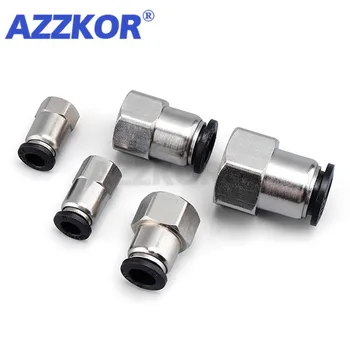 

5pcs Pneumatic Air Tube Connector The Female Thread Black Connector Quick Straight Through Joint 1/2'1/4'3/8"1/8"-4 6 8 10 12mm