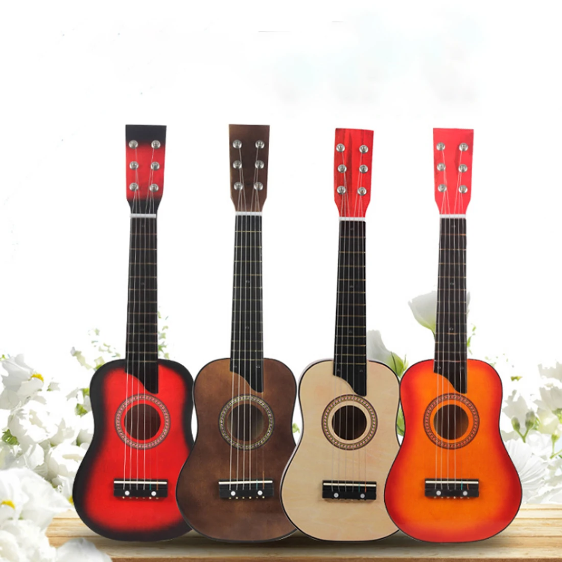 25 Inches 6 Strings Wooden Musical Instrument Guitar Gift For Children- Pink