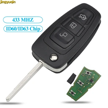 

Jingyuqin Flip Remote Car Key 433MHz 4D63/60 40/80bit Chip For Ford Focus Fiesta 2013 HU101 Blade 3 Buttons FOB