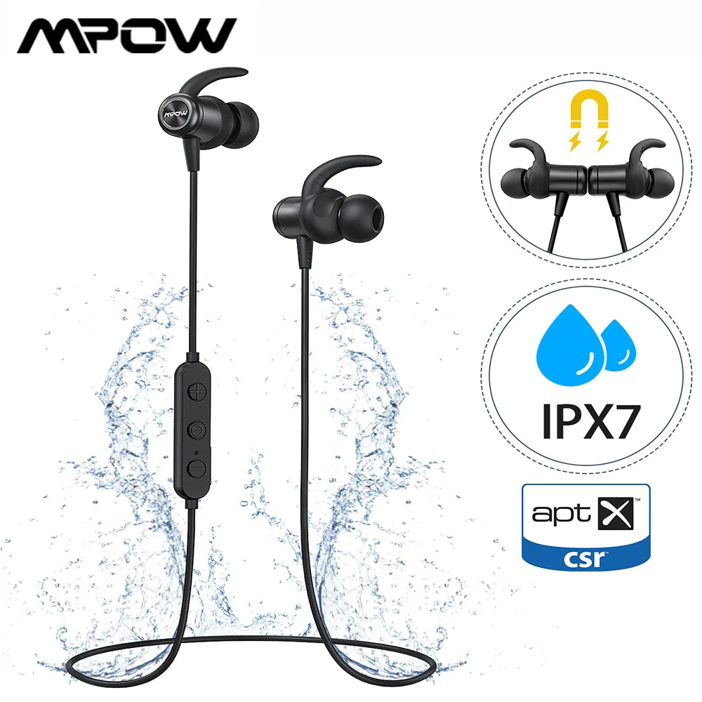 Mpow S11 Bluetooth 5,0 Спортивные Беспроводные наушники IPX7 водонепроницаемые наушники с шумоподавлением с APTX и 9 часами воспроизведения