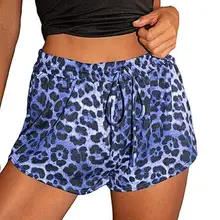 Moda sexy shorts leopardo estampado feminino leopardo impressão cordão shorts calças curtas
