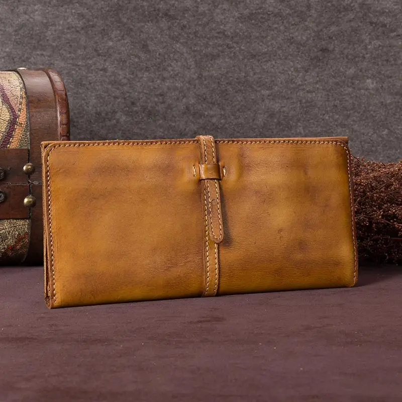 Vintage Genuine Leather Women's Wallet Female Cowhide Long Card Holder Wallets Large Capacity Coin Purses Phone Clutch Bags BJYL | Багаж и
