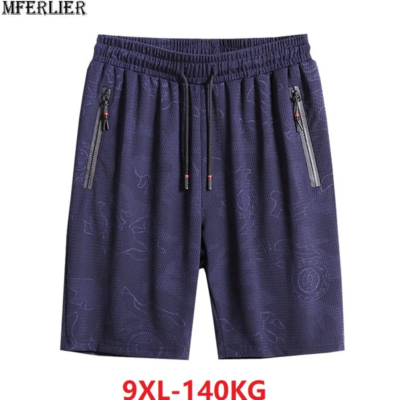 

summer Men sports shorts Ice silk Breathable hole print plus size big 6XL 7XL 8XL 9XL oversize shorts soft Stretch shorts