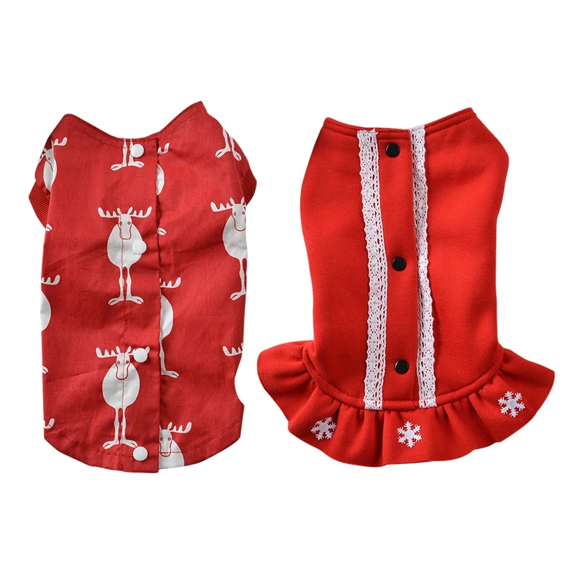 Pet Dogs Christmas Costumes Small Dog Puppy Xmas Cute Elk Vest Soft Dog Cat Clothes x