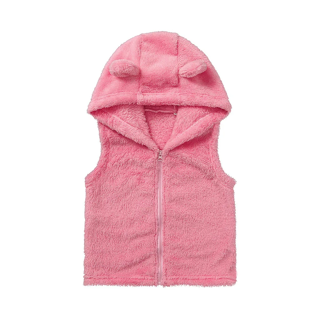 Детский жилет для девочек зимняя одежда однотонная флисовая верхняя одежда с капюшоном для девочек жилет для девочек