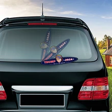 Trump-pegatinas de limpiaparabrisas con diseño de dibujos animados, parabrisas trasero extraíble para decoración de coche, 2024
