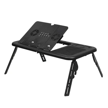 

Multi-Function Laptop Computer Table, Stand-Up Folding Computer Table, Laptop Tray Support on USB Cooling Bed(Black)