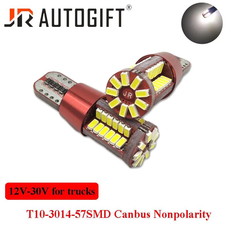 

50 шт. грузовик Led T10 Canbus 12-30 в светодиодный Купол номерного знака без ошибок 3014 194 57SMD зазор светодиодные лампы неполярность