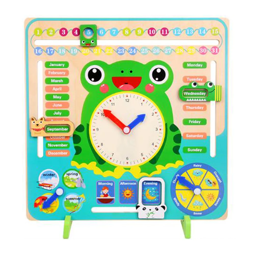  Kindergarten Teaching Non Toxic Calendar Clock Multifunctional Cartoon Shape Early Education Toy Ch - 4000457332722
