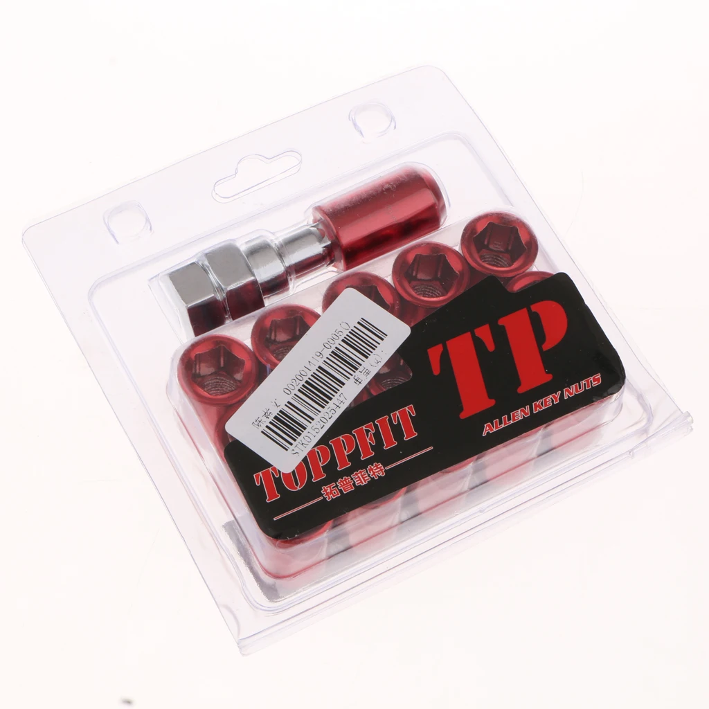 16 Pieces M12*1.5 Universal Hex Cone Anti Theft Wheel Nuts 32MM
