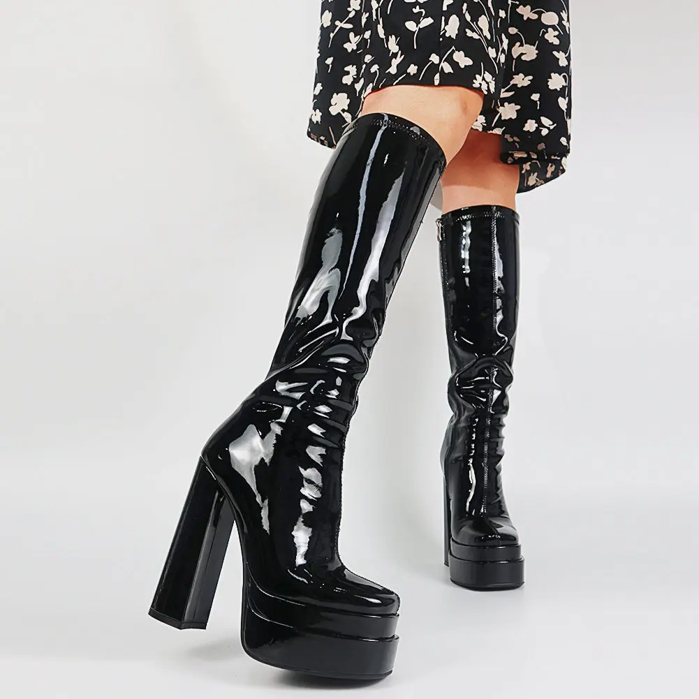 demonia patent rave royalty thigh high boots