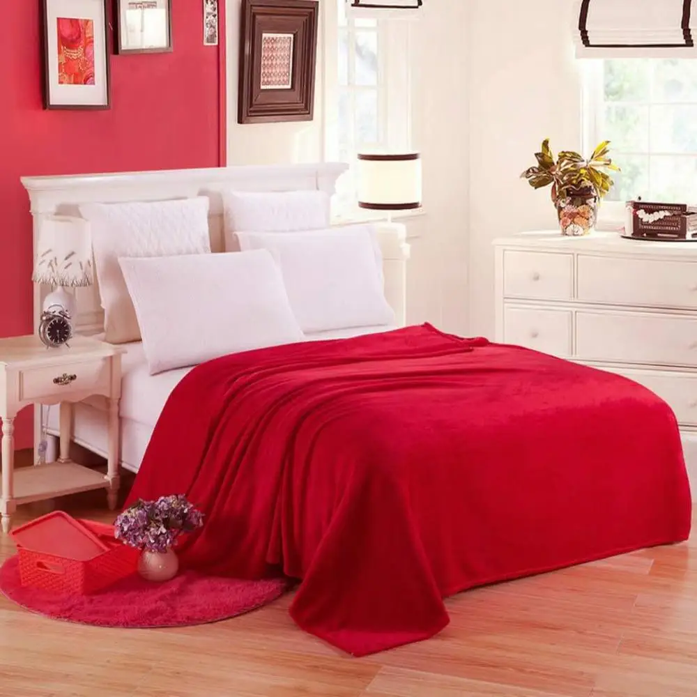 TONGDI уплотненный мягкий теплый светильник, Флисовое одеяло, одноцветное зимнее покрывало для дивана, машинная стирка, покрывало для детей и взрослых - Цвет: RED