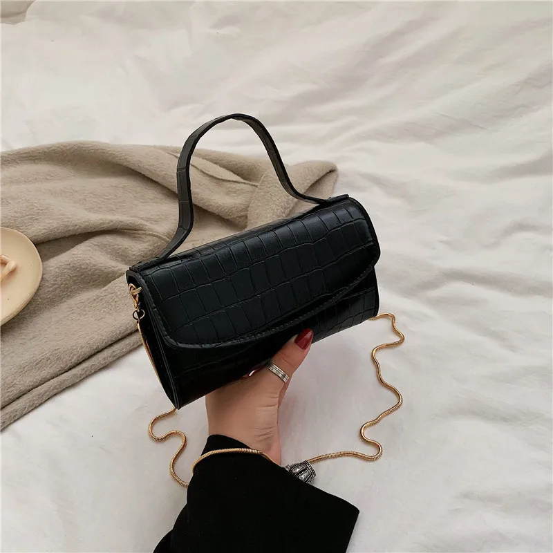 

South Korea Retro Package Crocodile Pattern Small Square Bag 2018 New Style Cool GIRL'S Handbag Fashion Casual Crossbody Bag