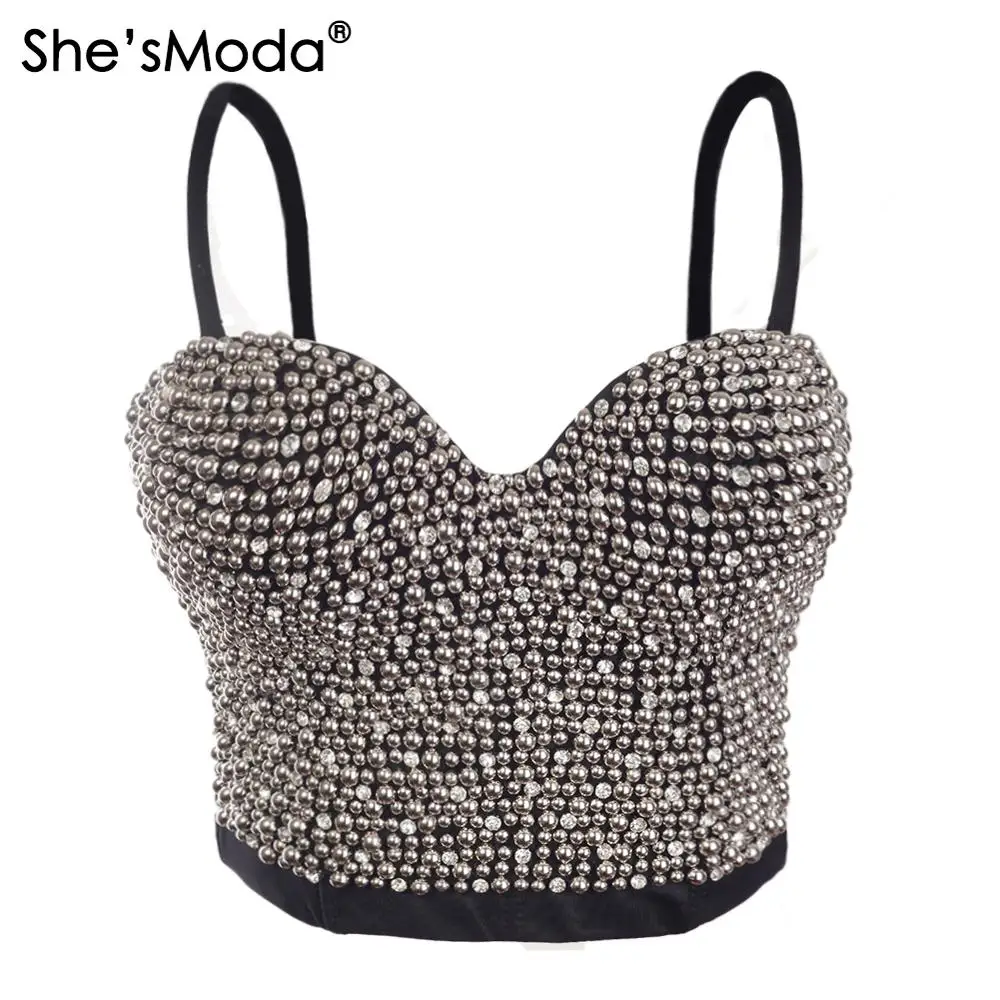 Hand-made Pearls Bralet Bustier Crop Top – SHE'SMODA