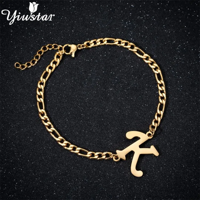 Yiustar, nueva pulsera de tobillo Multi inicial para mujeres, niñas, niños, A-Z, 26 letras, alfabeto, encanto, brazalete para pies, tobilleras con nombre de cadena