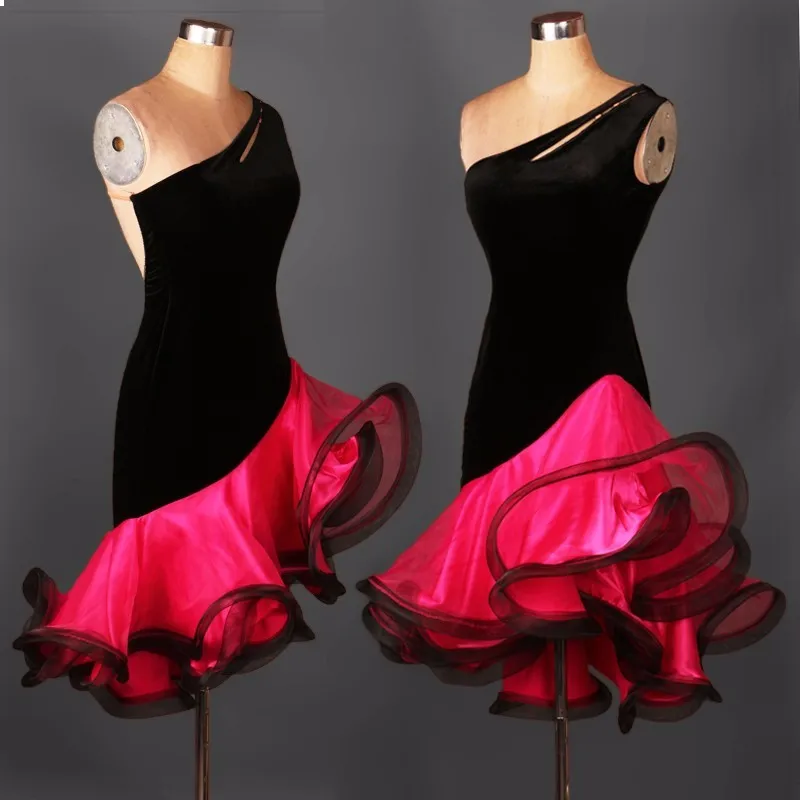 

New Women/Kids Latin Dance Dress Adult/Children Custom Size Organza Sleeveless Stage Performance Competition Salsa Dress