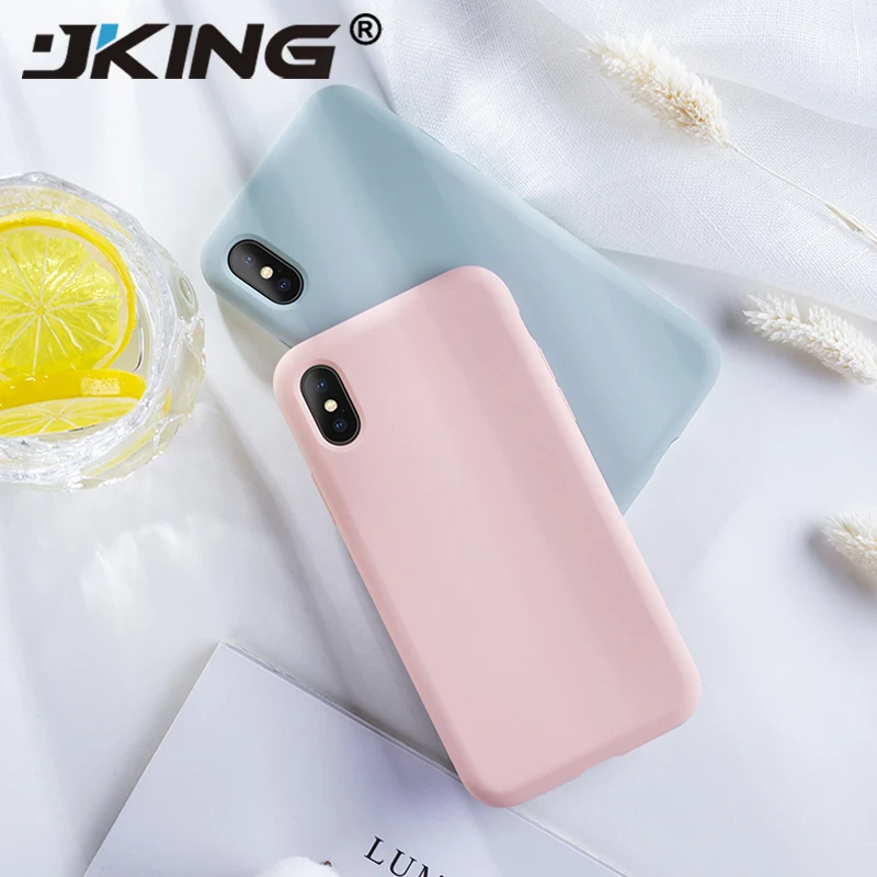 JKING Liquid Thin Soft Phone Case For iPhone 11 8 7 6s Plus Silicone Cover Plain Candy Color 11Pro X Xs Max XR |