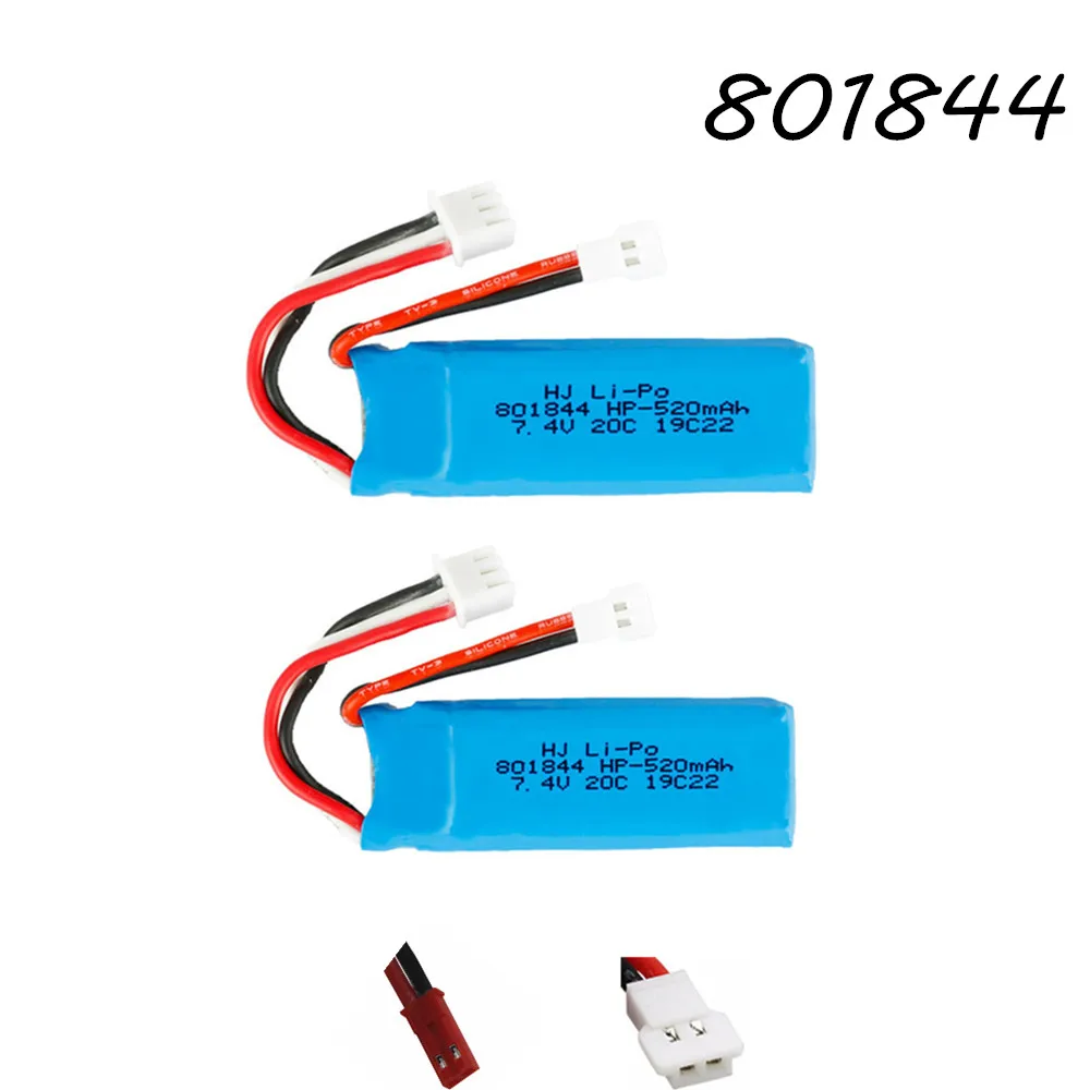 

2S 7.4v 520mAh 20c lipo battery For WLtoys K969 K979 K989 K999 P929 P939 RC Car Parts 801844 7.4v Battery for XKA600 RC Airplane