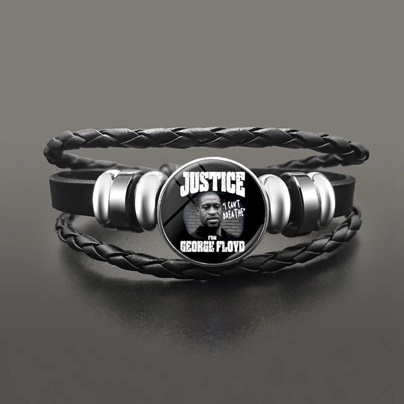 I Can't Breathe Leather Bracelet Punk Glass Dome Button Snap Bracelets American Protest Black Lives Matter Jewelry Accessories |