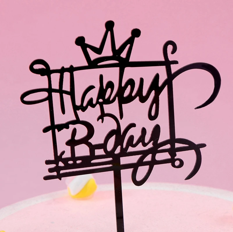 1 шт. акриловый Топпер для торта с надписью Happy Birthday золотой серебряный черный