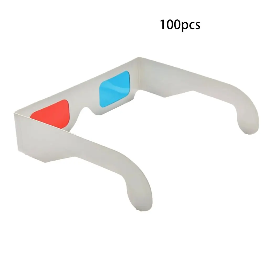 100pcs/lot Universal Paper Anaglyph 3D Glasses Paper 3D Glasses View Anaglyph Red/Blue 3D Glass For Movie Video EF