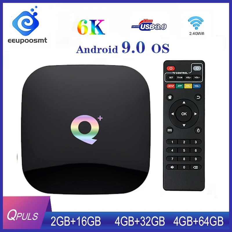 Приставка Смарт ТВ Q Plus на Android 9 0 64 ГБ 4 Гб 32 четырехъядерный процессор Allwinner H6 6K H.265