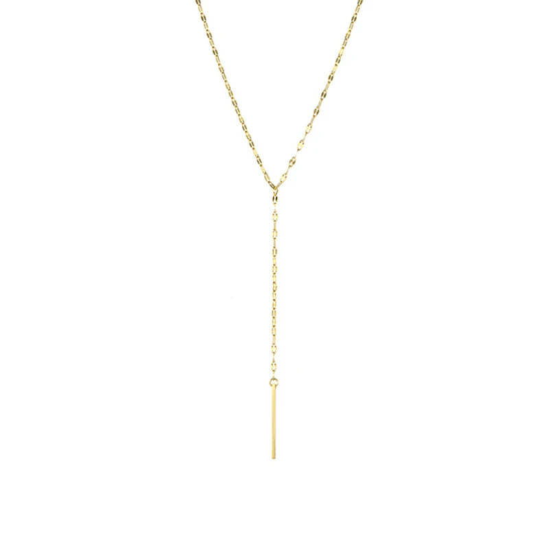 Gold Color F.I.N.S роскошный длинный кулон колье ожерелье для женщин Минималистичная цепочка ожерелье из нержавеющей стали женские ювелирные изделия - Окраска металла: Gold Color
